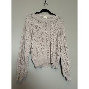 Nation Los Angeles Alpaca Women's Beige Blush Open Knit Pullover Sweater M